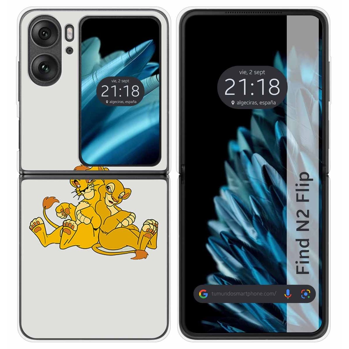 Funda Carcasa Dura para Oppo Find N2 Flip 5G diseño Leones Dibujos