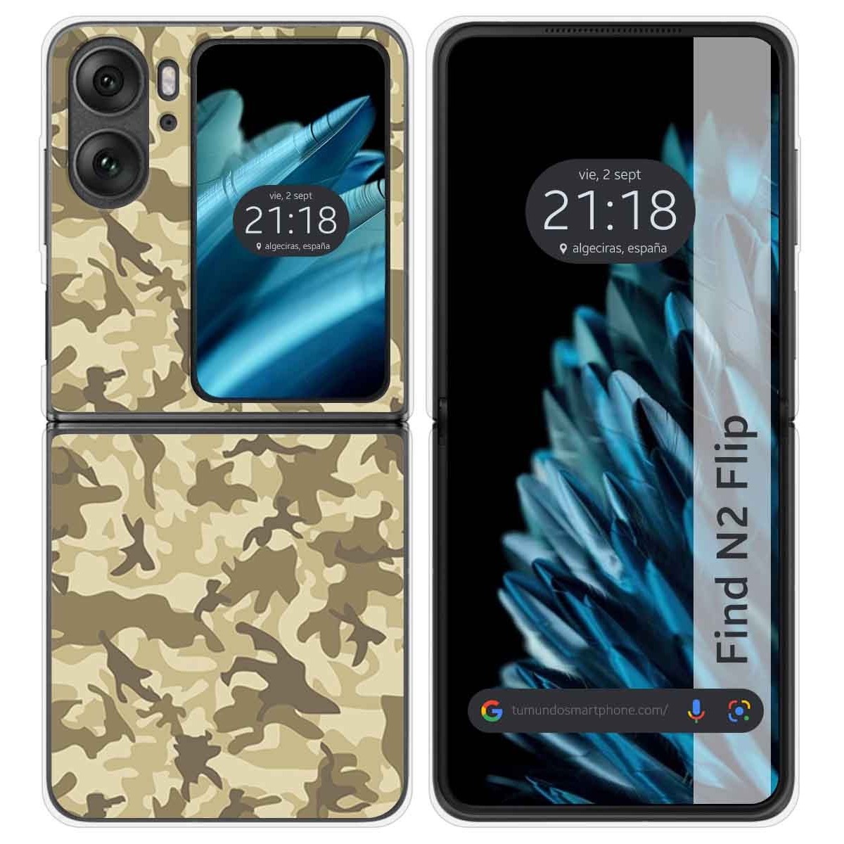 Funda Carcasa Dura para Oppo Find N2 Flip 5G diseño Sand Camuflaje Dibujos