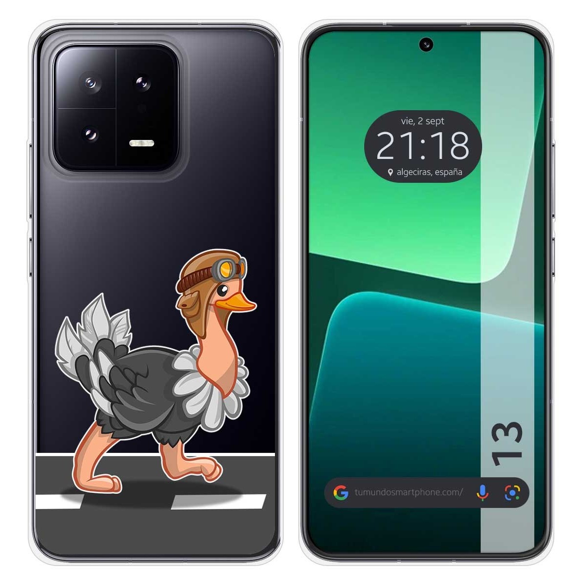 Funda Silicona Transparente compatible con Xiaomi 13 5G diseño Avestruz Dibujos