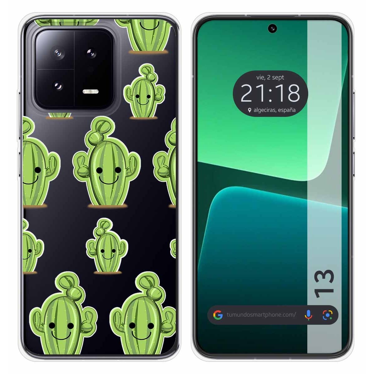 Funda Silicona Transparente compatible con Xiaomi 13 5G diseño Cactus Dibujos