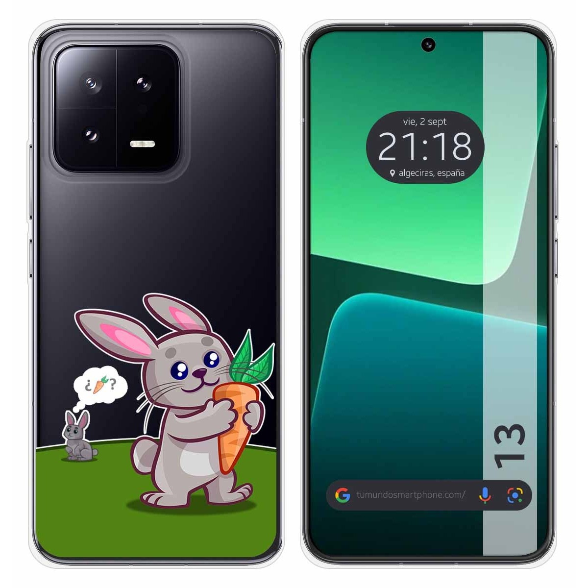 Funda Silicona Transparente compatible con Xiaomi 13 5G diseño Conejo Dibujos