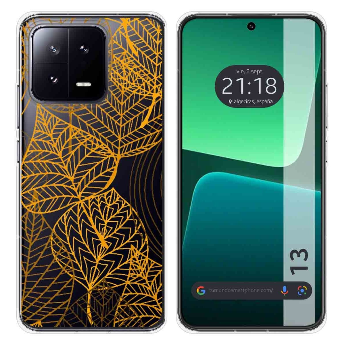 Funda Silicona Transparente compatible con Xiaomi 13 5G diseño Hojas Dibujos