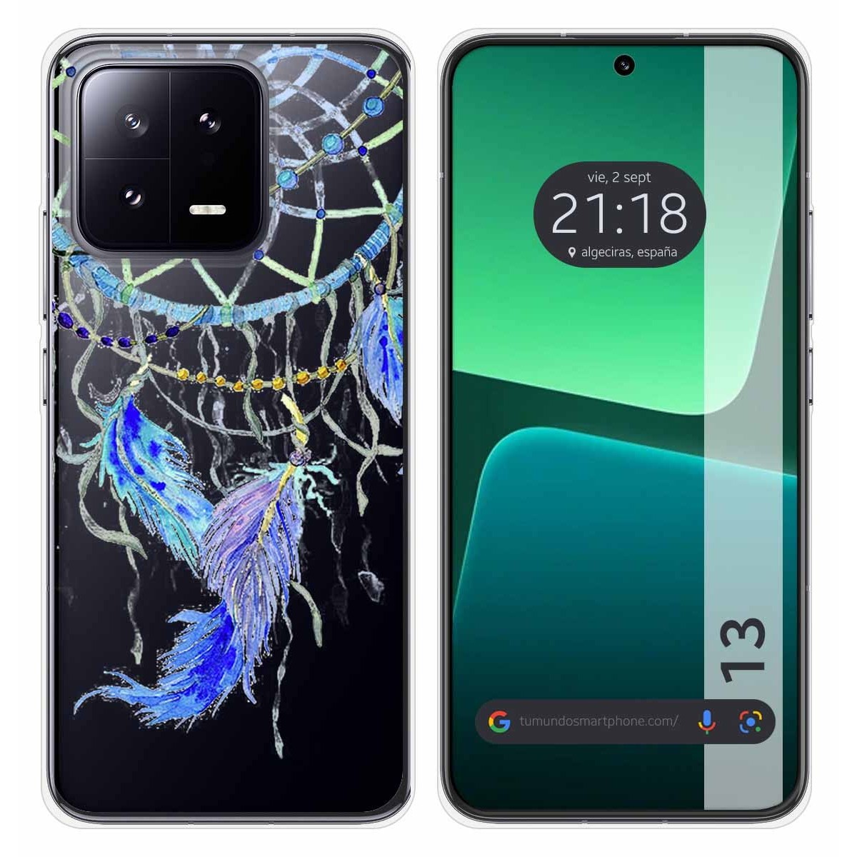 Funda Silicona Transparente compatible con Xiaomi 13 5G diseño Plumas Dibujos