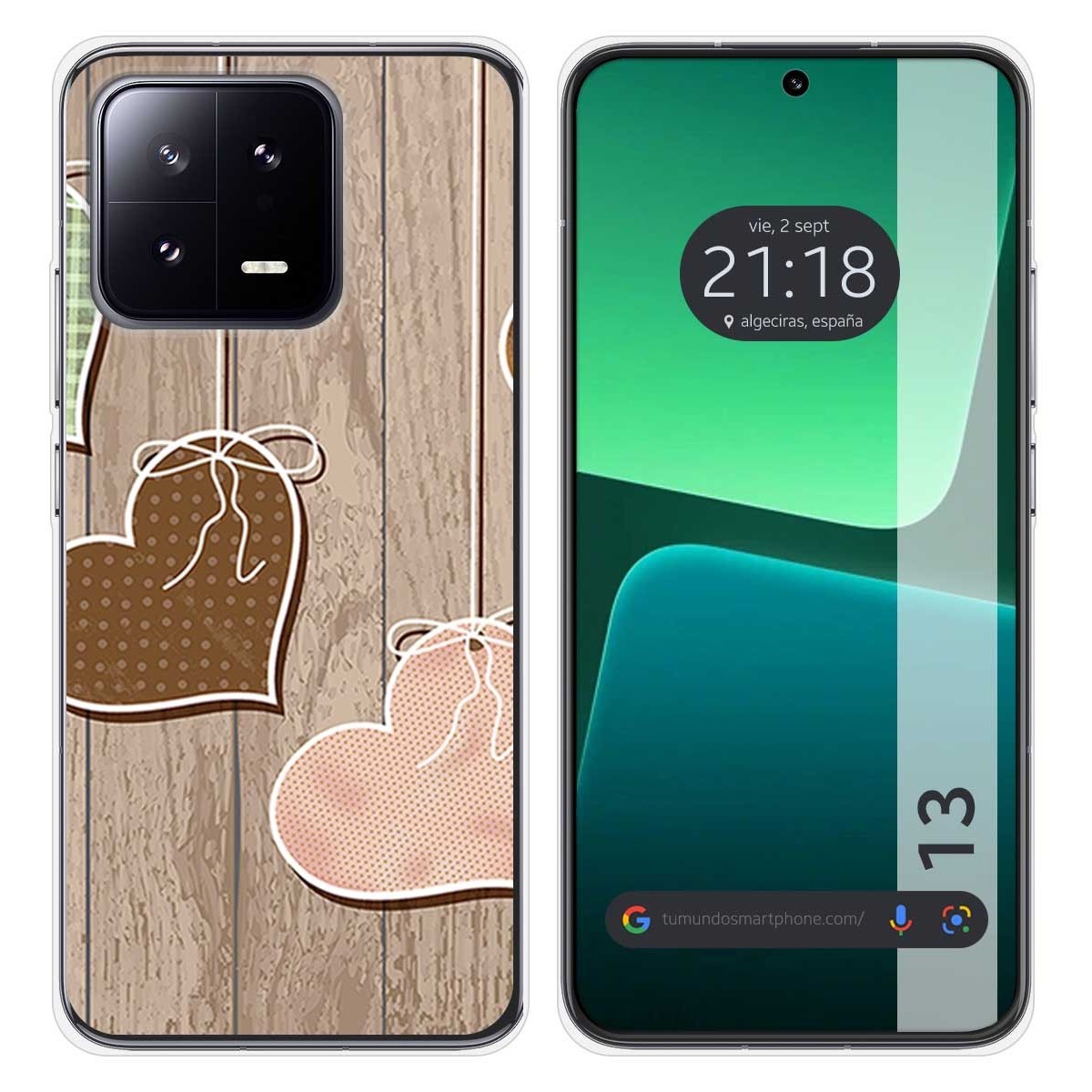 Funda Silicona compatible con Xiaomi 13 5G diseño Corazones Madera Dibujos