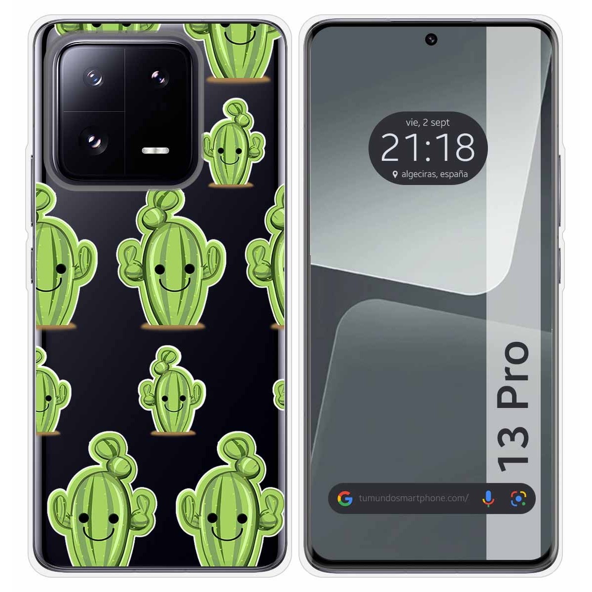 Funda Silicona Transparente compatible con Xiaomi 13 Pro 5G diseño Cactus Dibujos