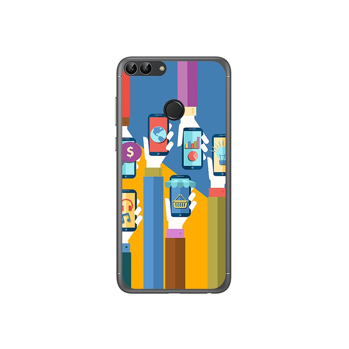 Funda Gel Tpu para Huawei P Smart Diseño Apps Dibujos
