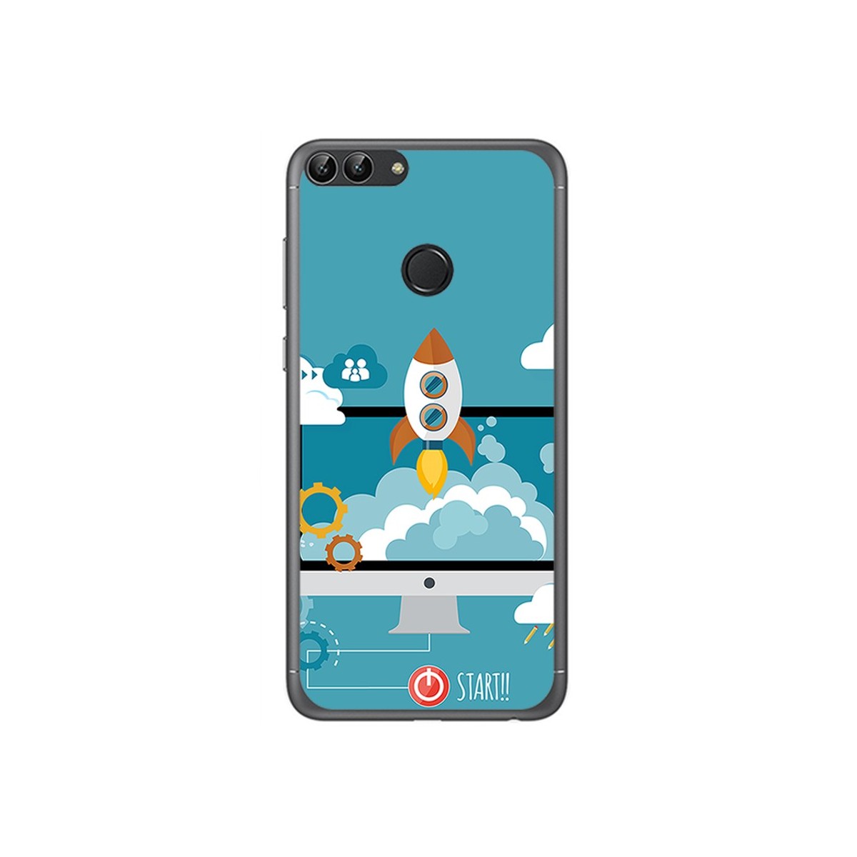 Funda Gel Tpu para Huawei P Smart Diseño Cohete Dibujos