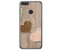 Funda Gel Tpu para Huawei P Smart Diseño Corazones Madera Dibujos