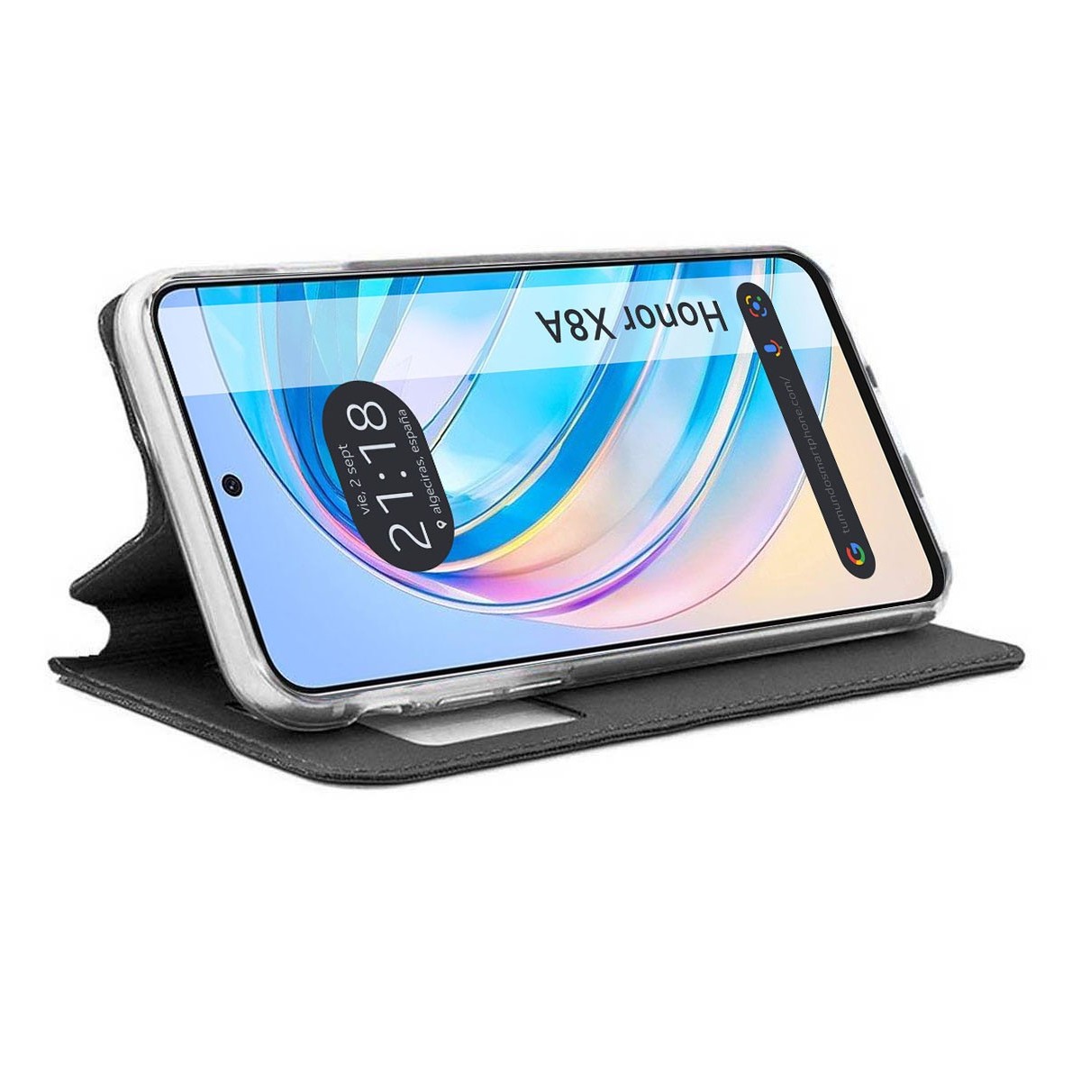 Funda Libro Soporte con Ventana para Huawei Honor X8a color Negra