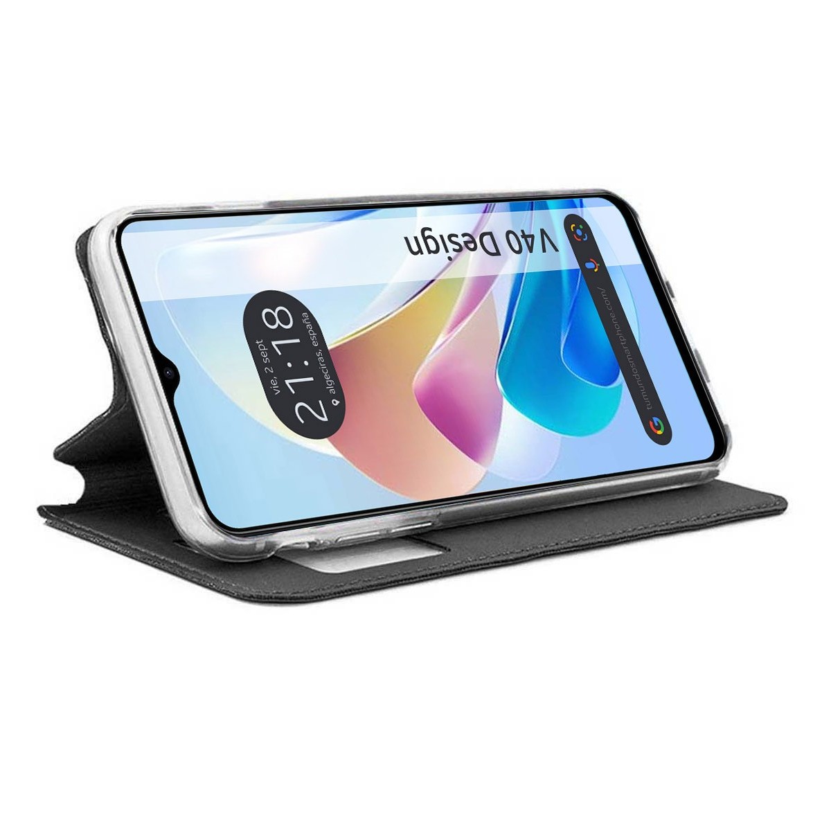 Funda Libro Soporte con Ventana para ZTE Blade V40 Design color Negra