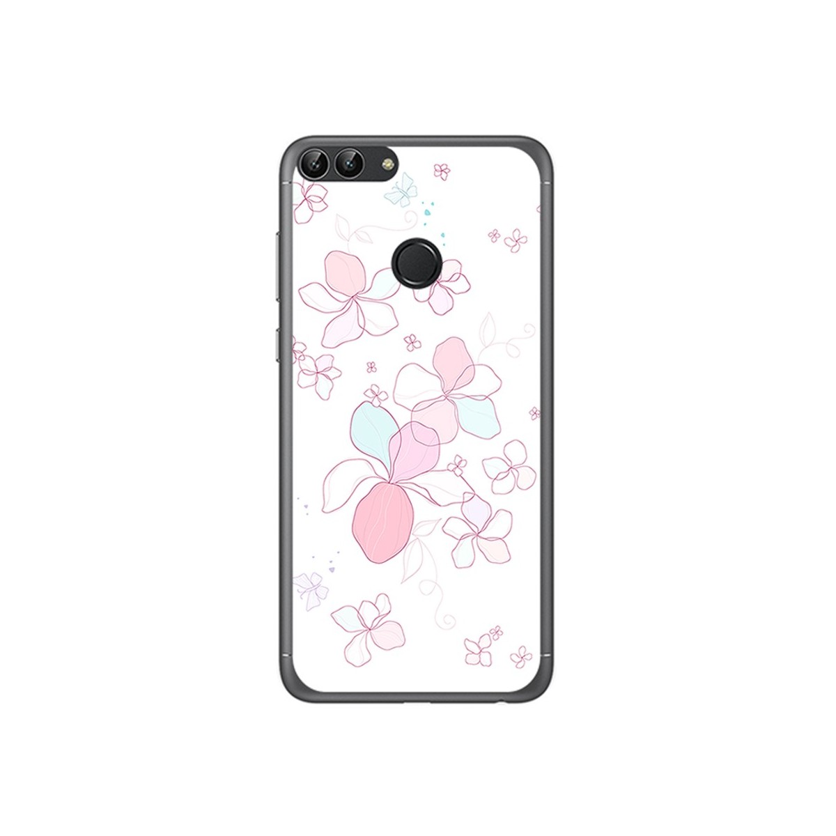 Funda Gel Tpu para Huawei P Smart Diseño Flores Minimal Dibujos
