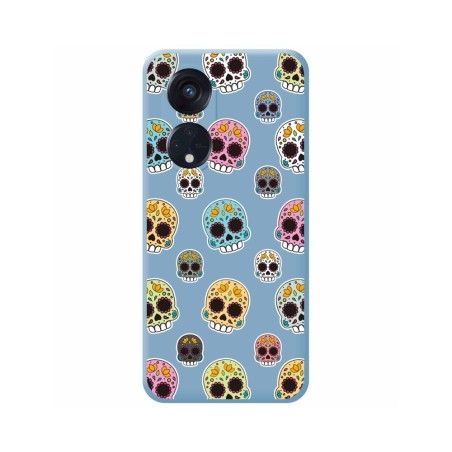 Funda Silicona Líquida Azul para Oppo Reno 8T 4G diseño Catrina Dibujos