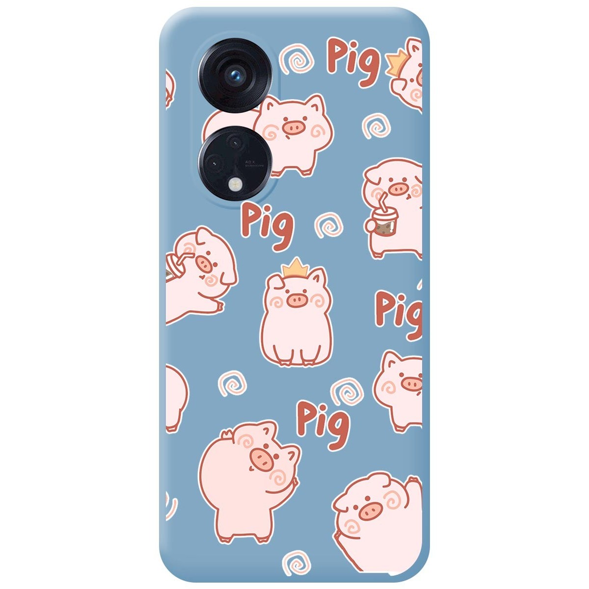 Funda Silicona Líquida Azul para Oppo Reno 8T 4G diseño Cerdos Dibujos