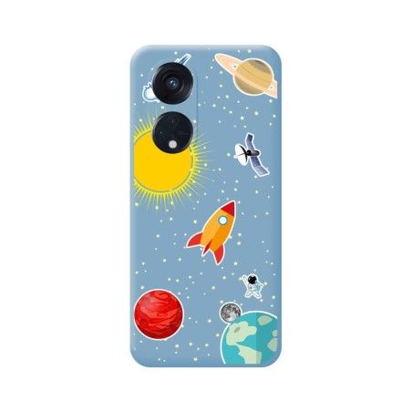 Funda Silicona Líquida Azul para Oppo Reno 8T 4G diseño Espacio Dibujos