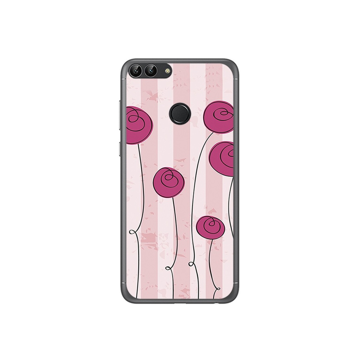 Funda Gel Tpu para Huawei P Smart Diseño Flores Vintage Dibujos
