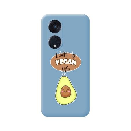 Funda Silicona Líquida Azul para Oppo Reno 8T 4G diseño Vegan Life Dibujos