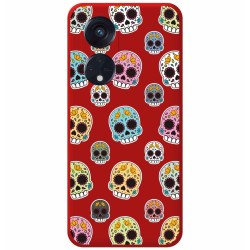 Funda Silicona Líquida Roja para Oppo Reno 8T 4G diseño Catrina Dibujos