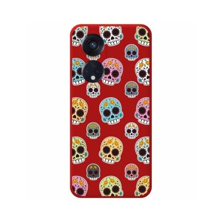 Funda Silicona Líquida Roja para Oppo Reno 8T 4G diseño Catrina Dibujos