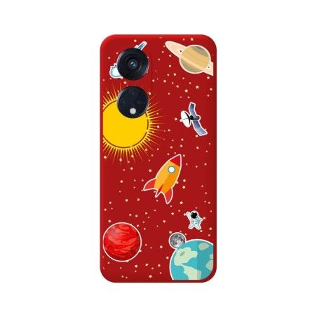 Funda Silicona Líquida Roja para Oppo Reno 8T 4G diseño Espacio Dibujos