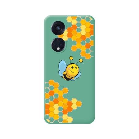 Funda Silicona Líquida Verde para Oppo Reno 8T 4G diseño Abeja Dibujos