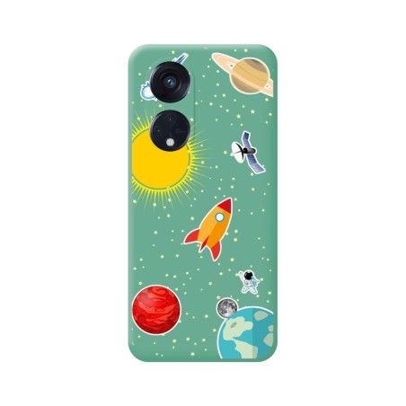 Funda Silicona Líquida Verde para Oppo Reno 8T 4G diseño Espacio Dibujos