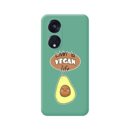 Funda Silicona Líquida Verde para Oppo Reno 8T 4G diseño Vegan Life Dibujos
