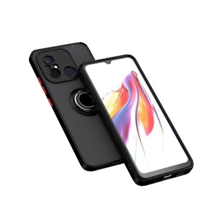 Funda Mate con Borde Negro y Anillo Giratorio 360 compatible con Xiaomi Redmi 12C