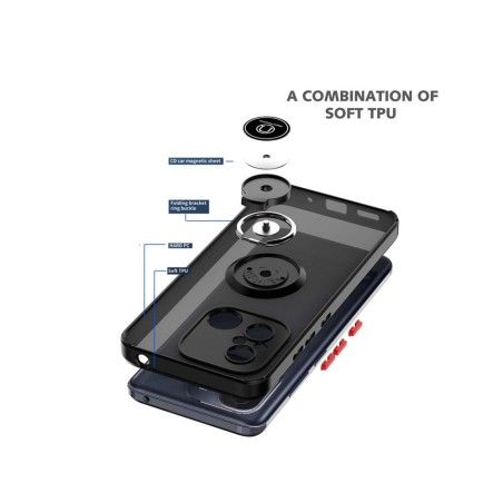 Funda Mate con Borde Negro y Anillo Giratorio 360 compatible con Xiaomi Redmi 12C