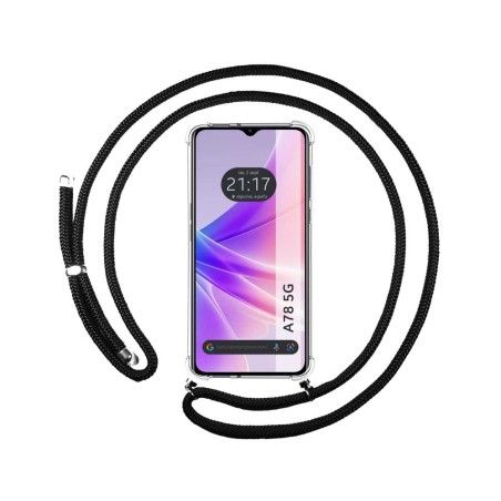 Funda Colgante Transparente para Oppo A78 5G con Cordon Negro