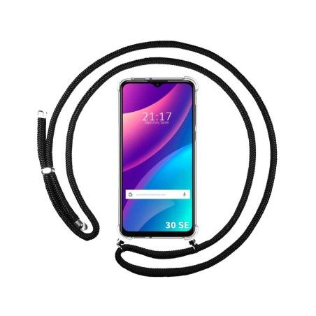 Funda Colgante Transparente para TCL 30 SE / 30E / 306 con Cordon Negro
