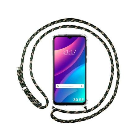 Funda Colgante Transparente para TCL 30 SE / 30E / 306 con Cordon Verde / Dorado