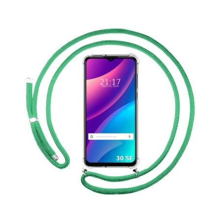 Funda Colgante Transparente para TCL 30 SE / 30E / 306 con Cordon Verde Agua