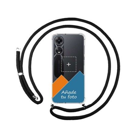 Personaliza tu Funda Colgante Transparente para Oppo A78 5G con Cordon Negro Dibujo Personalizada