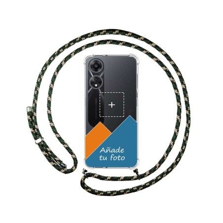 Personaliza tu Funda Colgante Transparente para Oppo A78 5G con Cordon Verde / Dorado Dibujo Personalizada