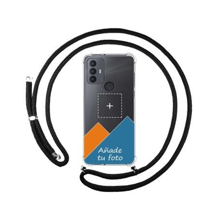 Personaliza tu Funda Colgante Transparente para TCL 30 SE / 30E / 306 con Cordon Negro Dibujo Personalizada