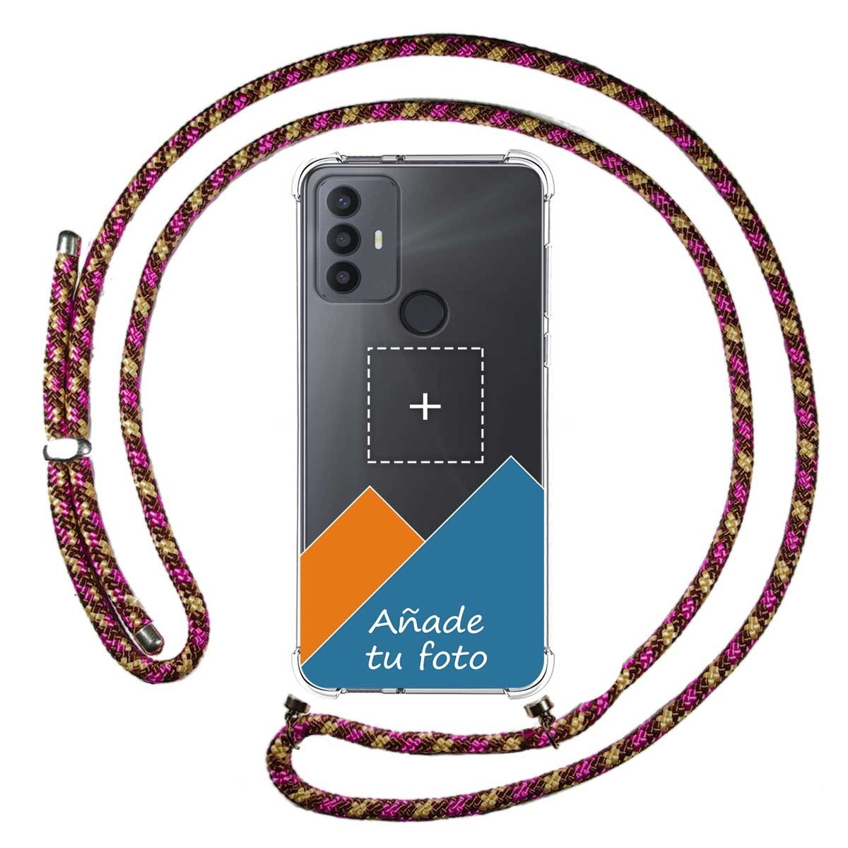 Personaliza tu Funda Colgante Transparente para TCL 30 SE / 30E / 306 con Cordon Rosa / Dorado Dibujo Personalizada