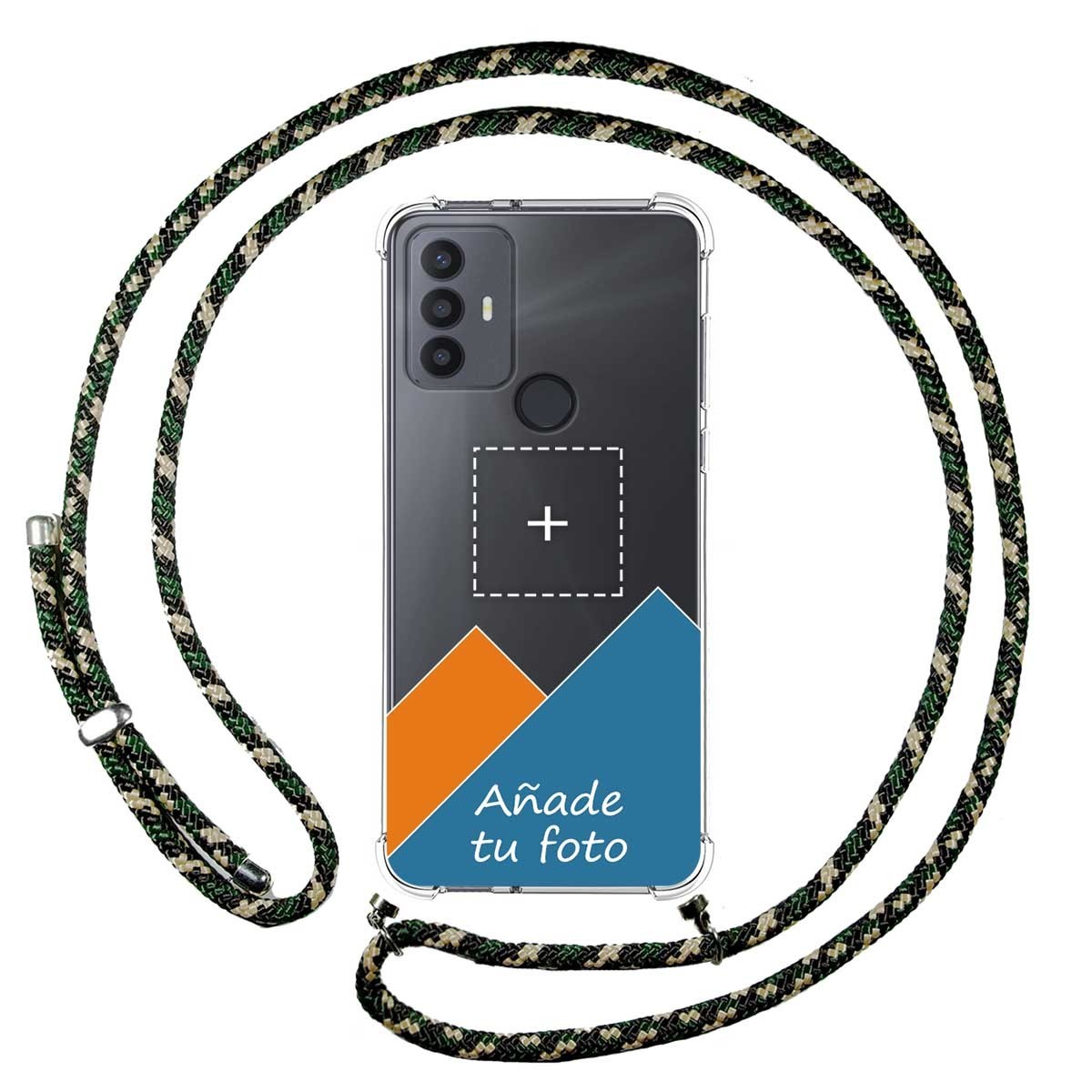 Personaliza tu Funda Colgante Transparente para TCL 30 SE / 30E / 306 con Cordon Verde / Dorado Dibujo Personalizada