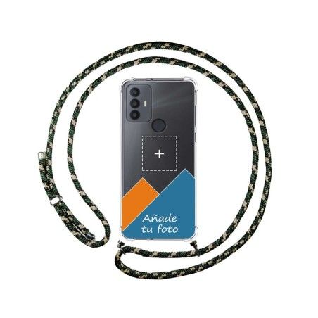 Personaliza tu Funda Colgante Transparente para TCL 30 SE / 30E / 306 con Cordon Verde / Dorado Dibujo Personalizada