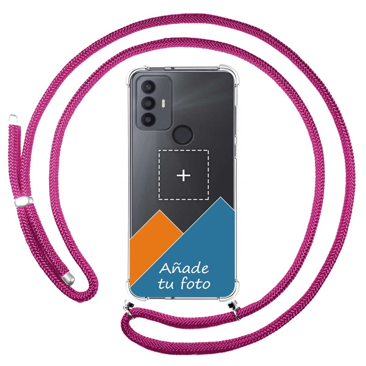 Personaliza tu Funda Colgante Transparente para TCL 30 SE / 30E / 306 con Cordon Rosa Fucsia Dibujo Personalizada