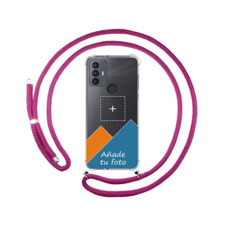 Personaliza tu Funda Colgante Transparente para TCL 30 SE / 30E / 306 con Cordon Rosa Fucsia Dibujo Personalizada