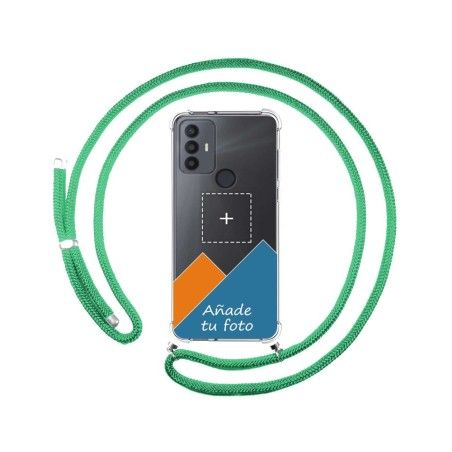 Personaliza tu Funda Colgante Transparente para TCL 30 SE / 30E / 306 con Cordon Verde Agua Dibujo Personalizada