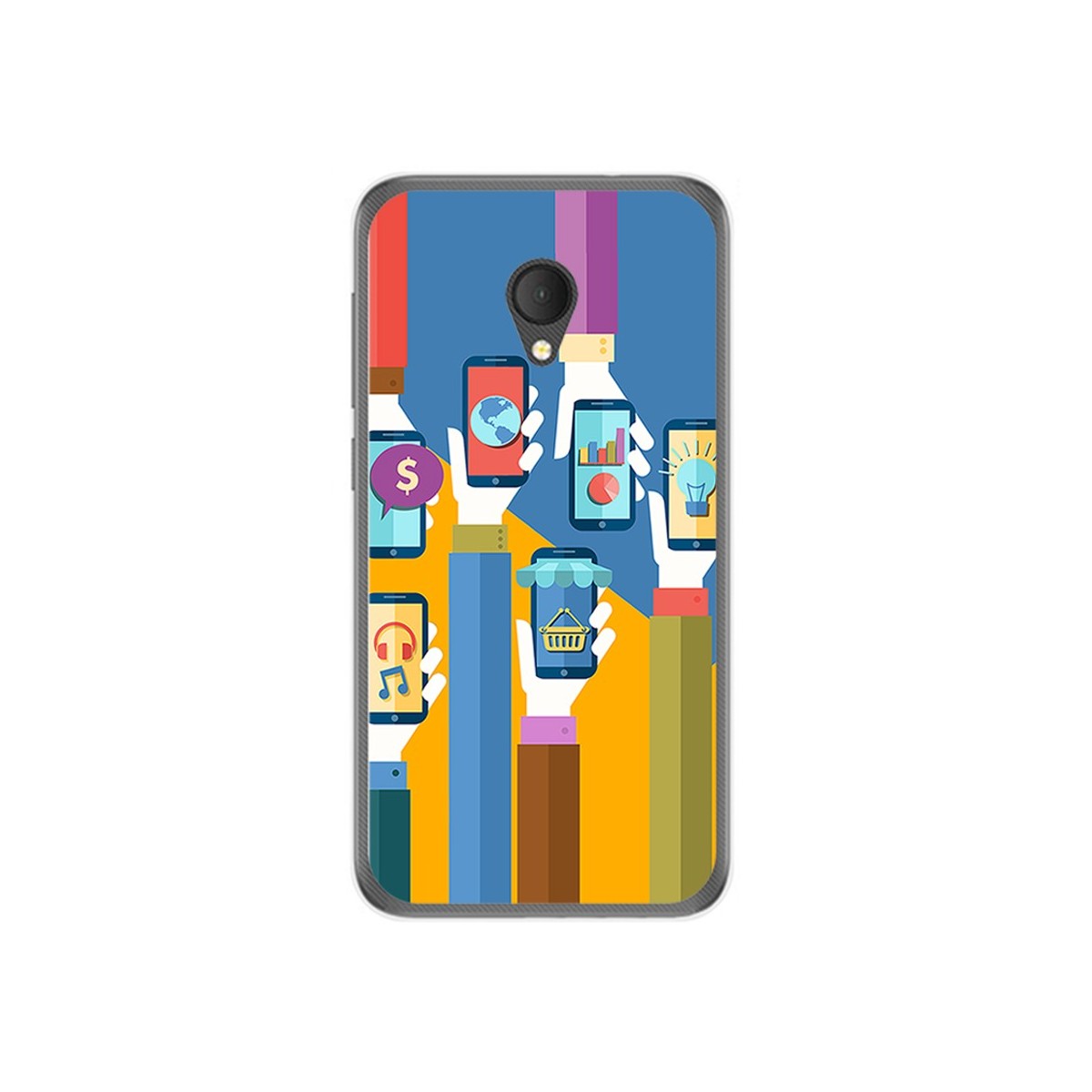 Funda Gel Tpu para Alcatel U5 Hd / U5 Hd Premium Diseño Apps Dibujos