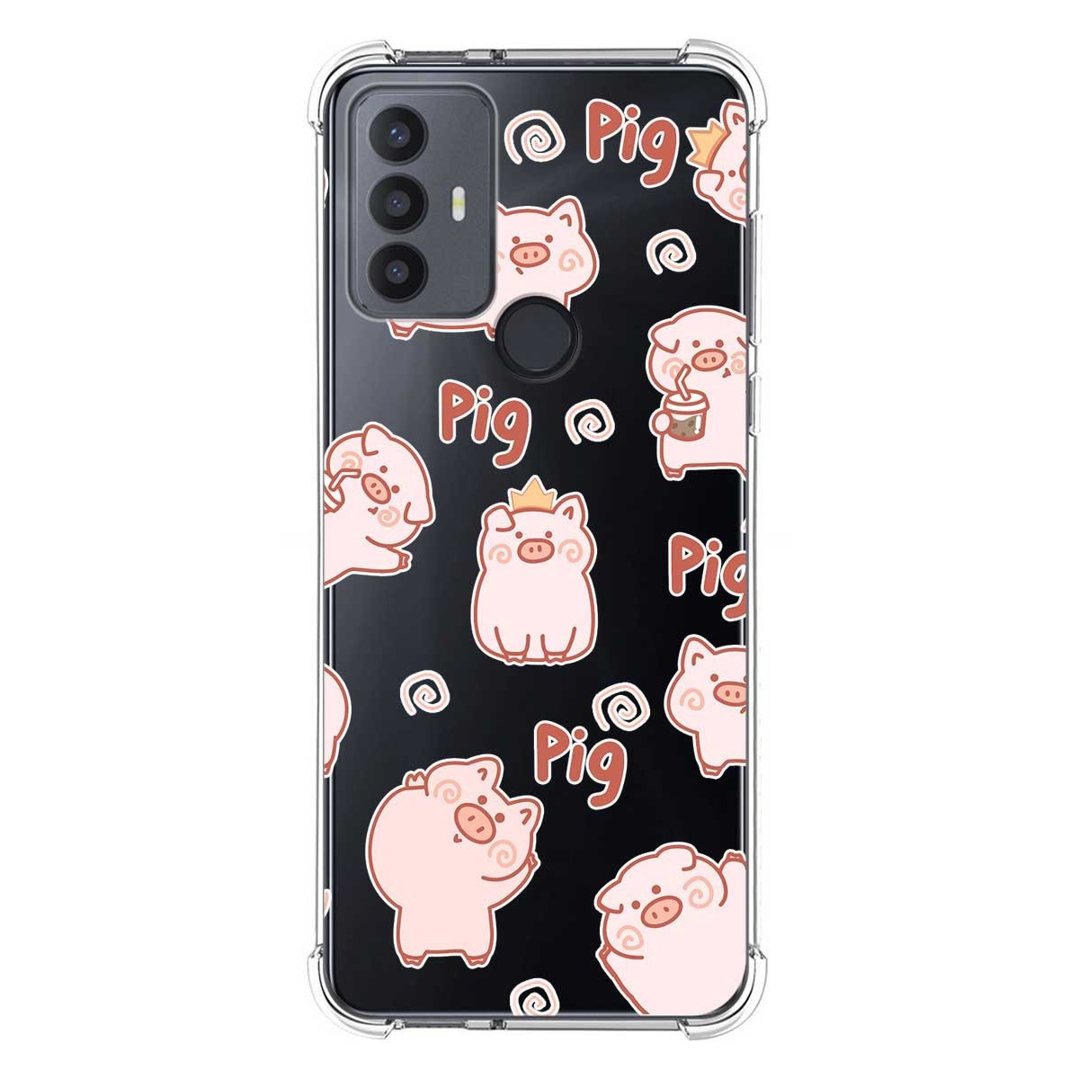Funda Silicona Antigolpes para TCL 30 SE / 30E / 306 4G diseño Cerdos Dibujos