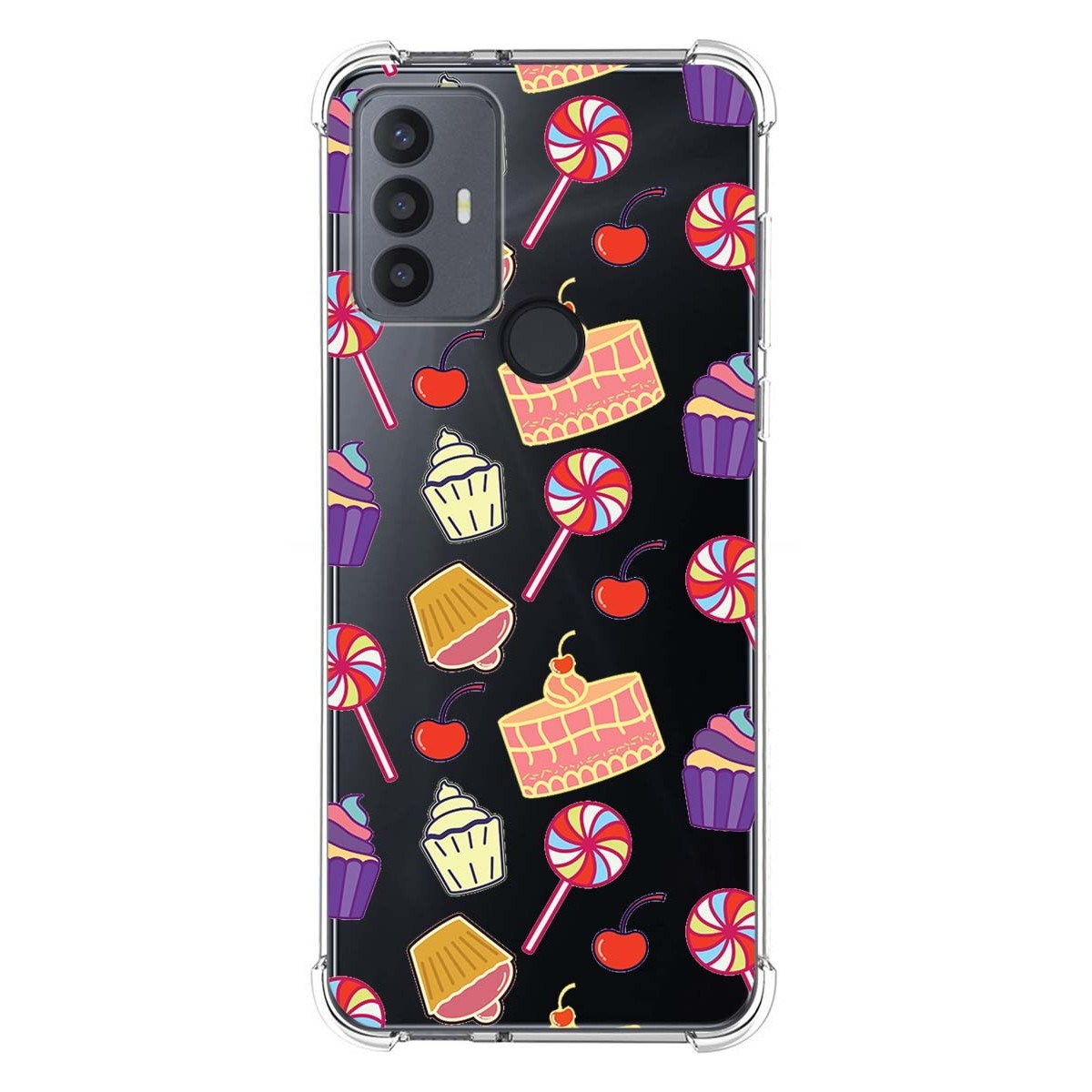 Funda Silicona Antigolpes para TCL 30 SE / 30E / 306 4G diseño Dulces 01 Dibujos