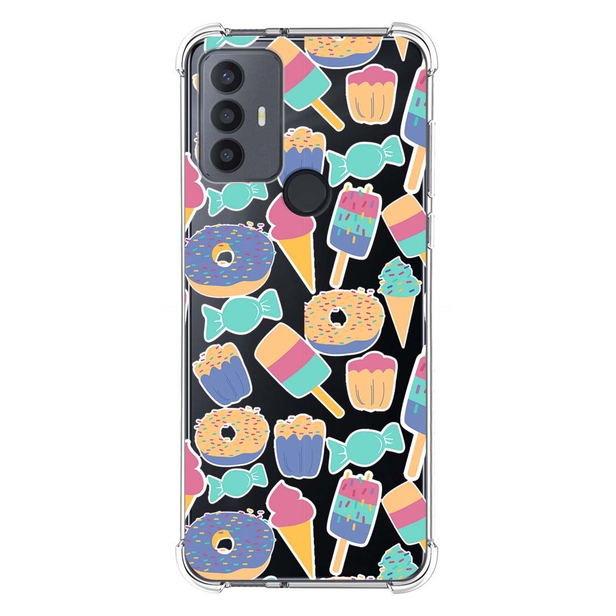 Funda Silicona Antigolpes para TCL 30 SE / 30E / 306 4G diseño Dulces 02 Dibujos