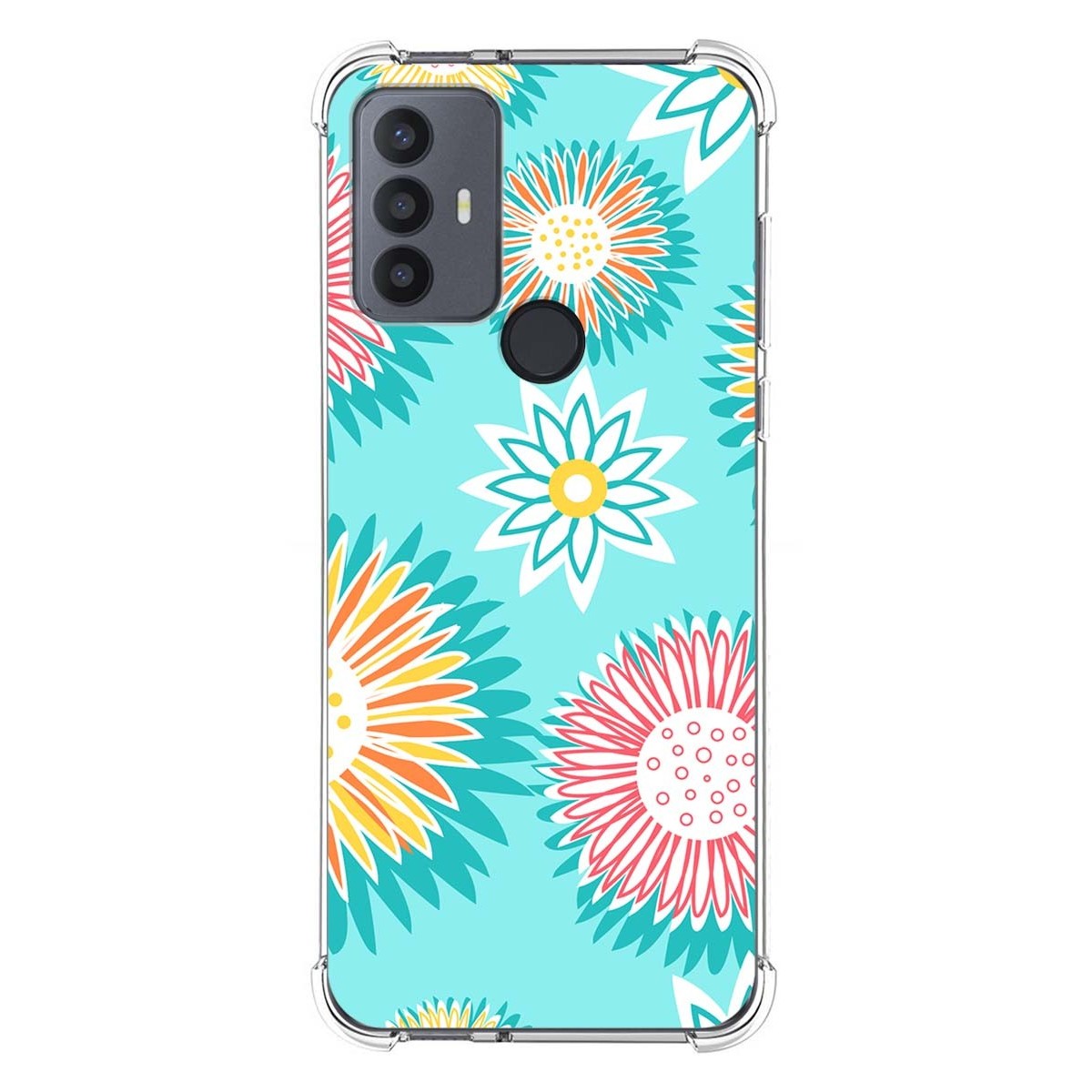 Funda Silicona Antigolpes para TCL 30 SE / 30E / 306 4G diseño Flores 05 Dibujos