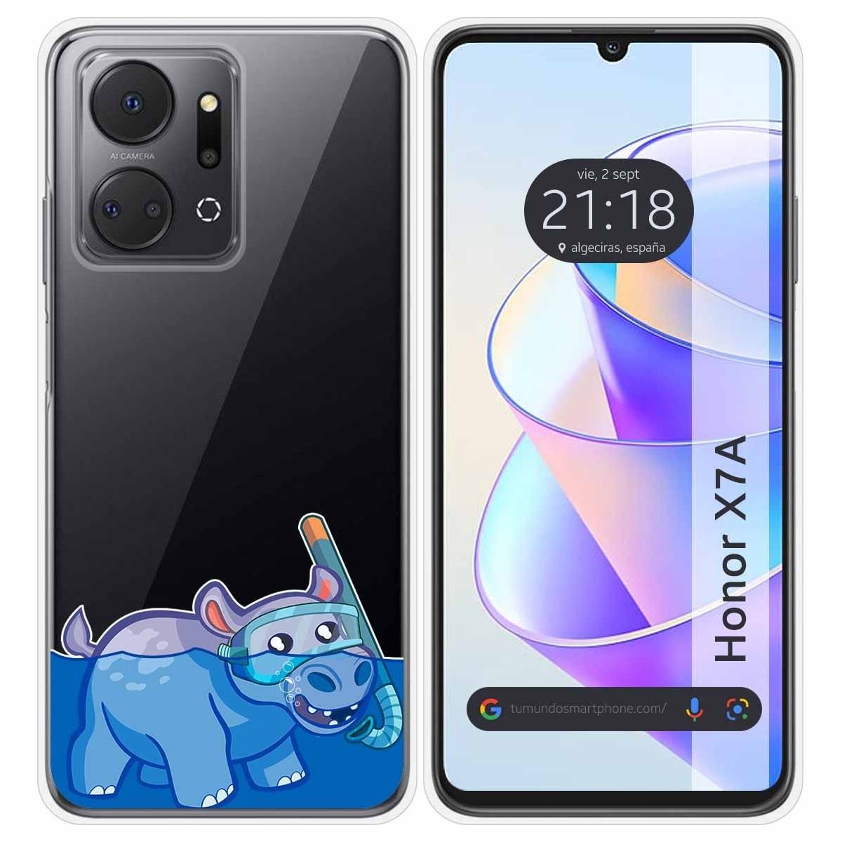 Funda Silicona Transparente para Huawei Honor X7a diseño Hipo Dibujos
