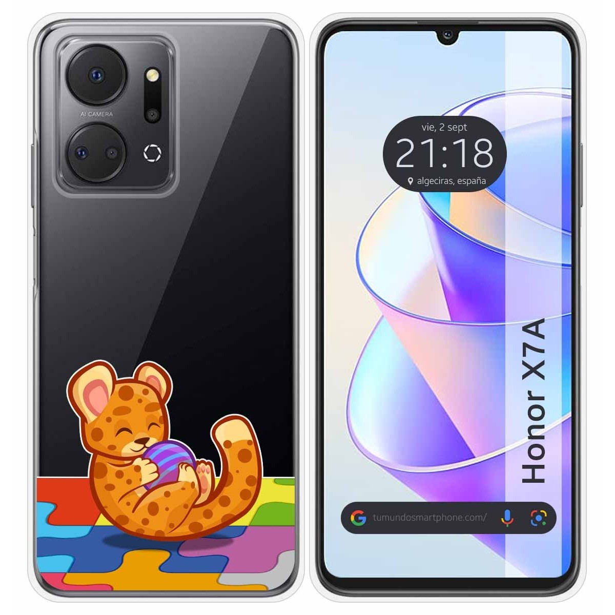 Funda Silicona Transparente para Huawei Honor X7a diseño Leopardo Dibujos