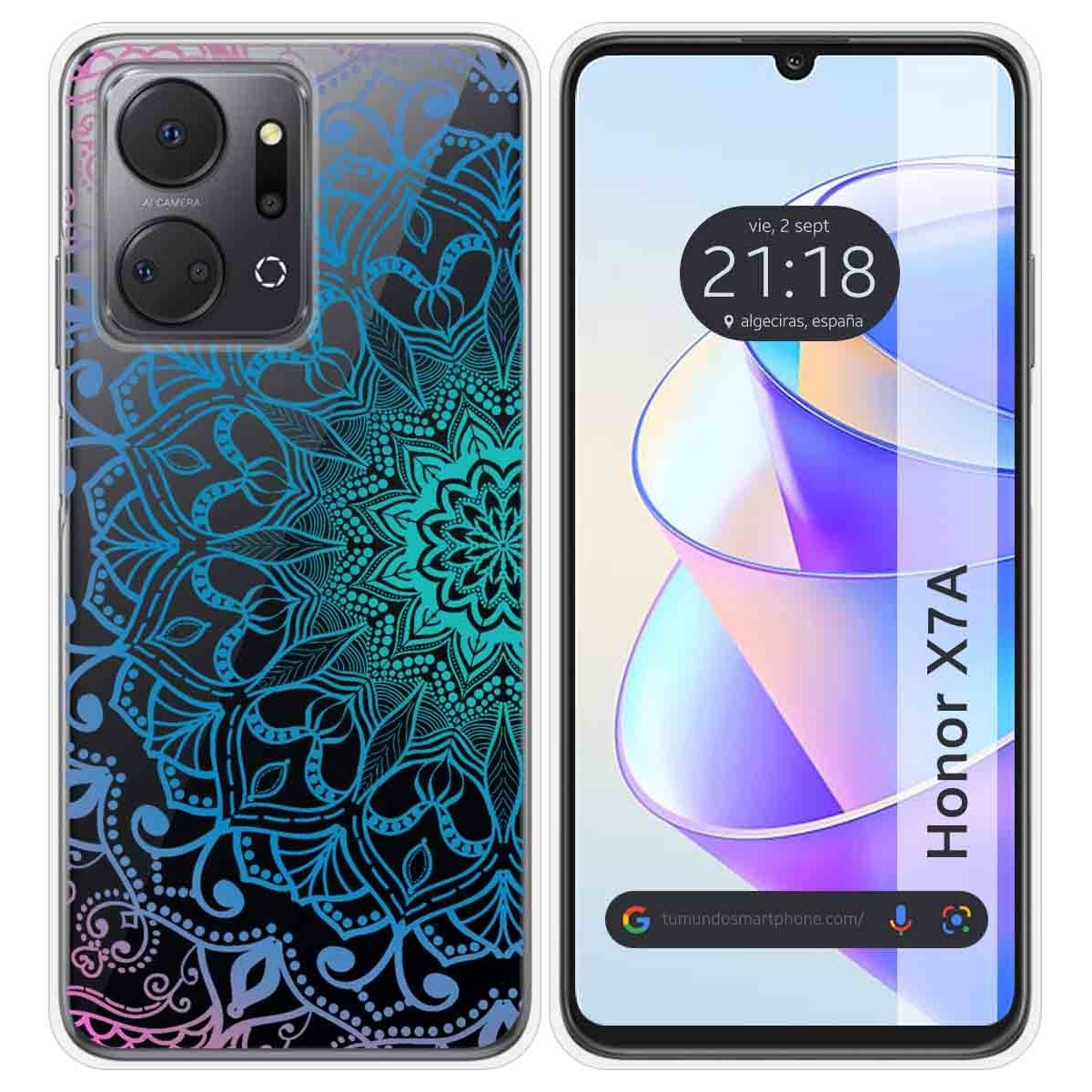 Funda Silicona Transparente para Huawei Honor X7a diseño Mandala Dibujos