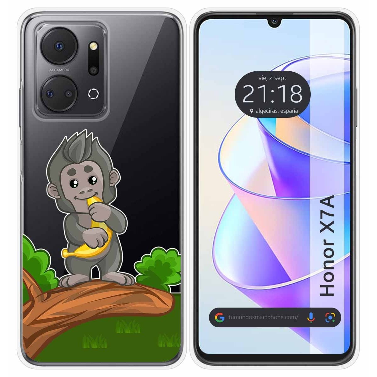 Funda Silicona Transparente para Huawei Honor X7a diseño Mono Dibujos